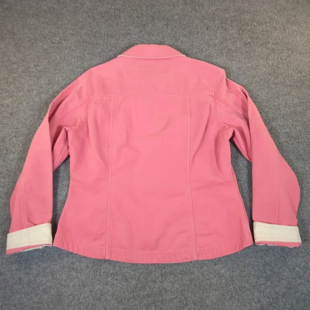 LL Bean Womens Pink Full Zip Cotton Canvas Jacket Small‎ 0AJW9 #2659